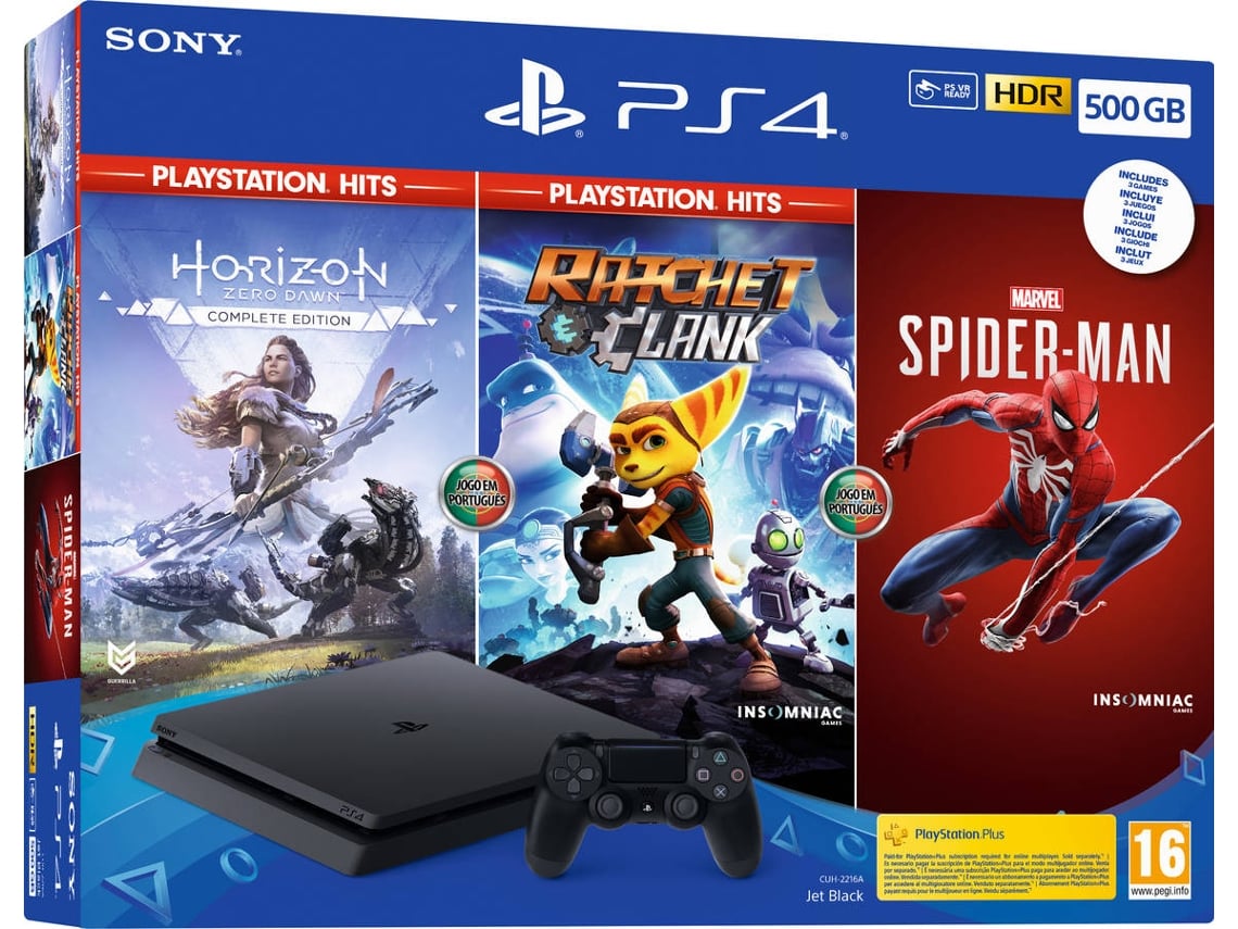 Console PS4 1TB + Jogo Spider-Man + Horizon Zero Dawn + Ratchet