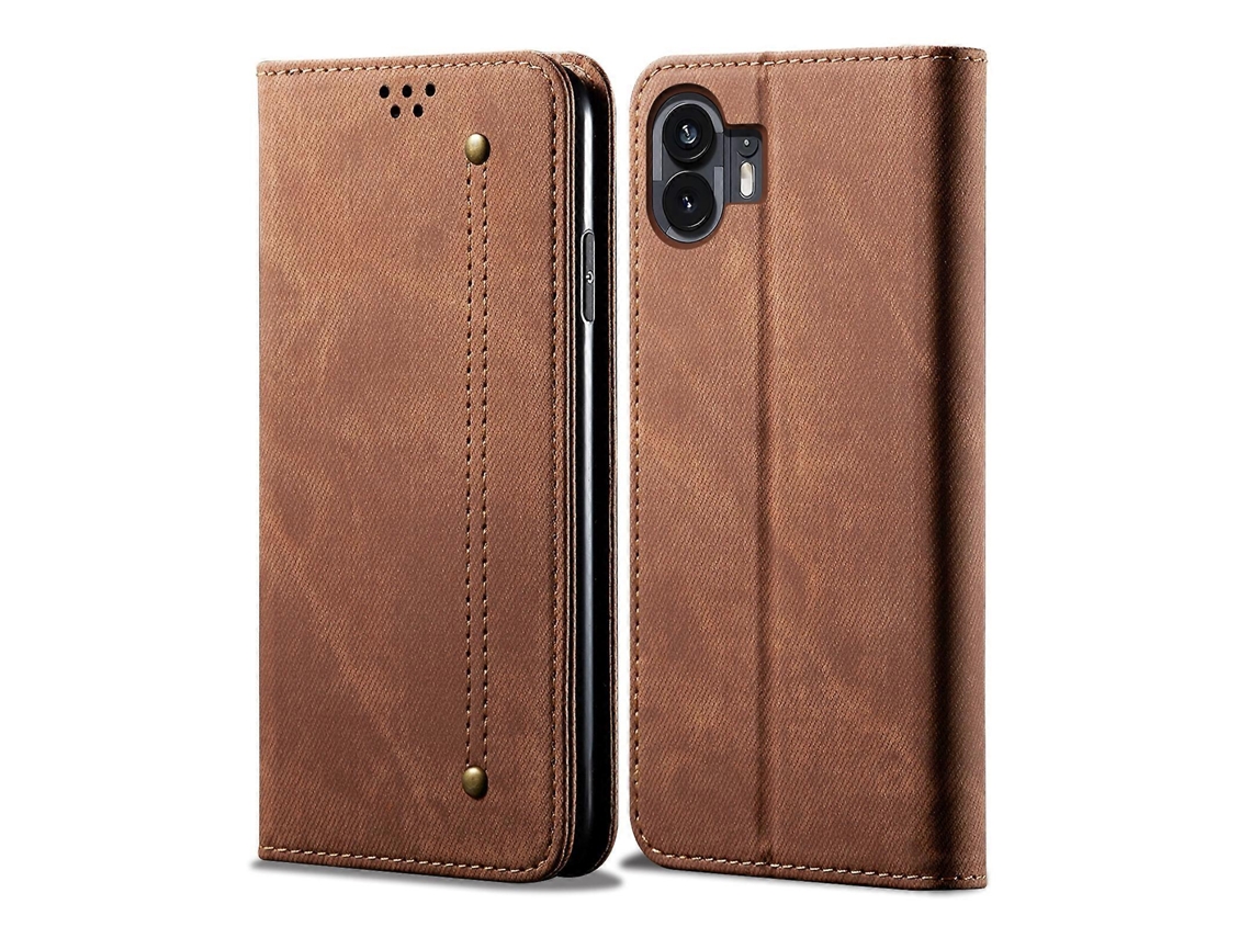 Capa De Couro Estilo Casual Com Textura De Jeans Para Nothing Phone 2