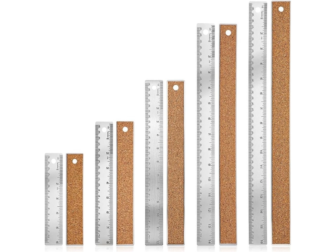 Lurelia Régua Metálica 15 Cm Com Base De Cortiça Para Arquitetura