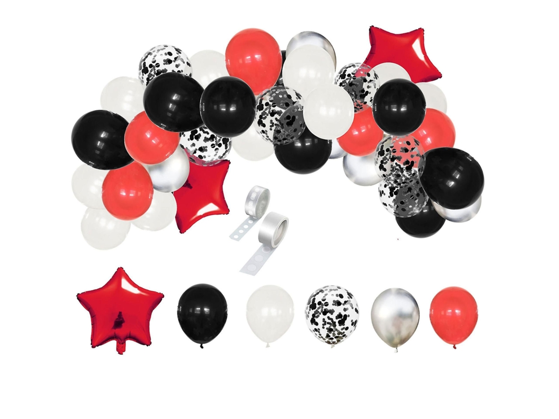 Kit Com 40 Balões De Confete Preto E Vermelho, 12 Polegadas, Com Fita Para Decorar Festas.-sdcy