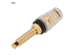 4 plugues banana de cobre puro com revestimento de ouro platina e cristal preto transparente, 4 mm de comprimento.