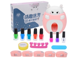 Kit De Arte De Unhas Infantil Com Esmalte À Base De Água Brinquedo Manicure Para Crianças 6+ Rosa
