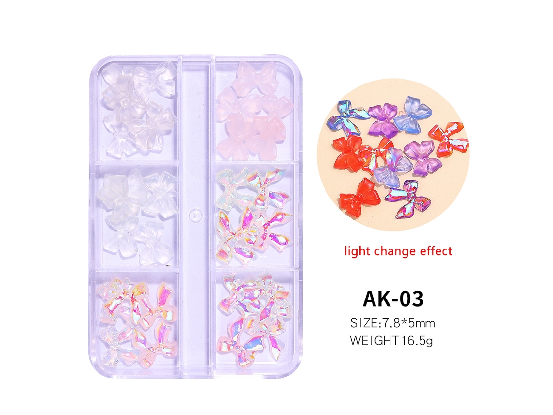 Decorações 3d De Unhas Em 6 Grades (iridescente Com Mudança De Cor, Estilos Mistos) + Eoocoo