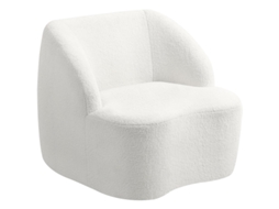 Poltrona Lã Sintética Decorativa Branco Creme Estofada VOLTEDGE
