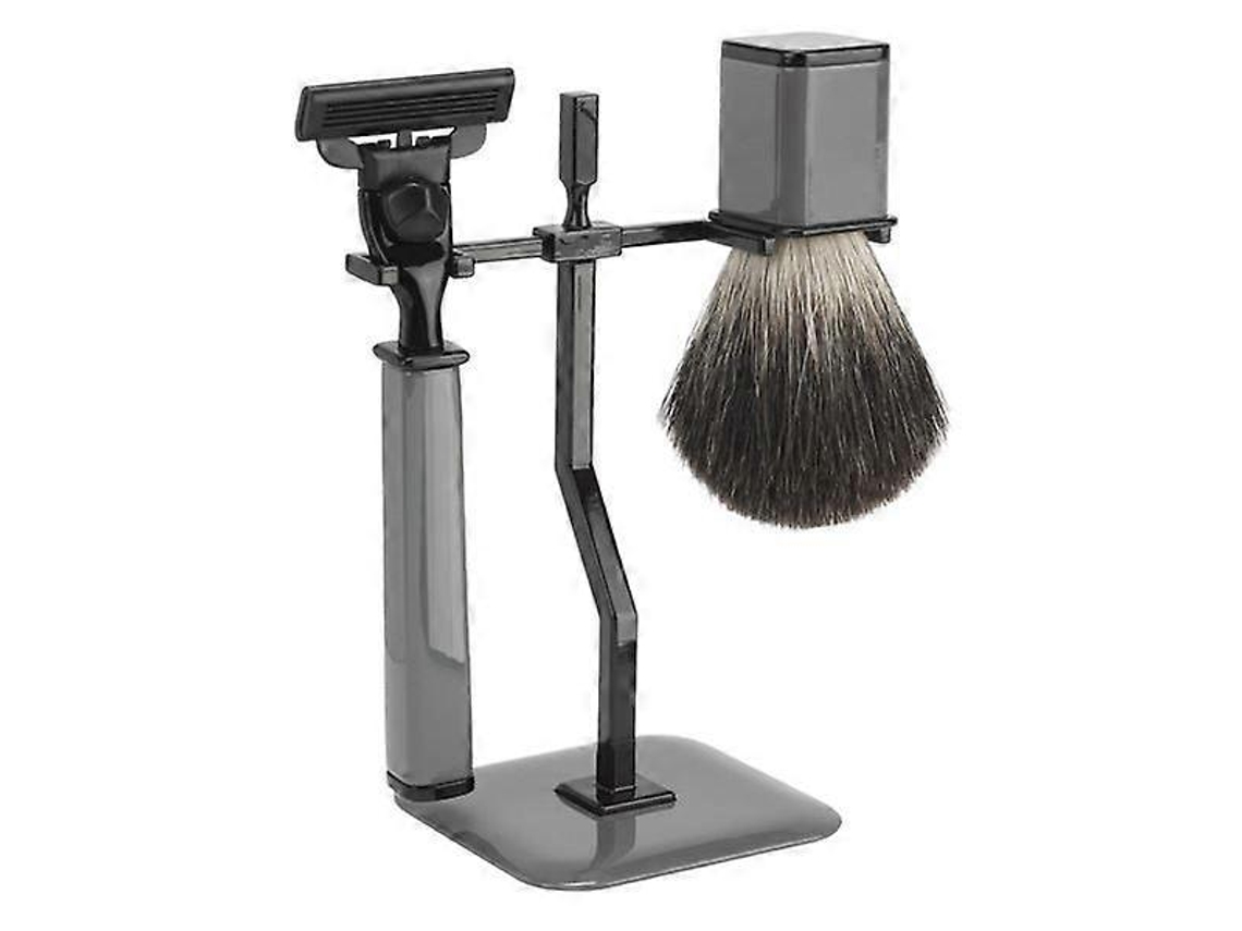 Conjunto De Barbear Com Pincel E Suporte, Metal Resistente, Barbear Suave