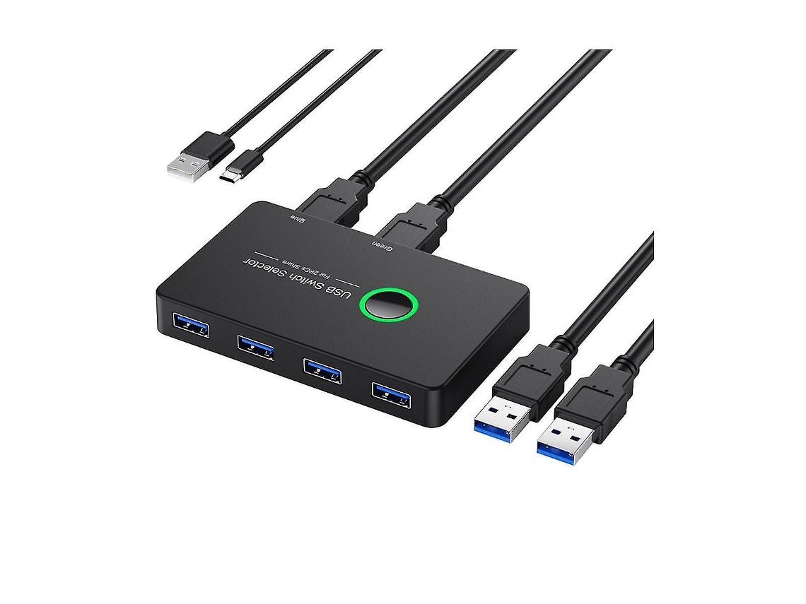 Switch Kvm Usb 3.0 Compatível Com Teclado, Mouse, Impressora E Mi Box (2 Unidades) - Compartilhamento De Portas