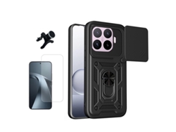 Kit Vidro Clearglass Capa Magnetic Slide Window Suporte Magnético Reforçado Phonecare Para Xiaomi 17t 5g - Preto
