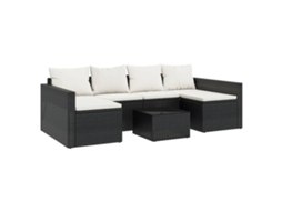 Conjunto de 2 Pcs Lounge de Jardim com Almofadões em Vime Preto MAISON EXCLUSIVE