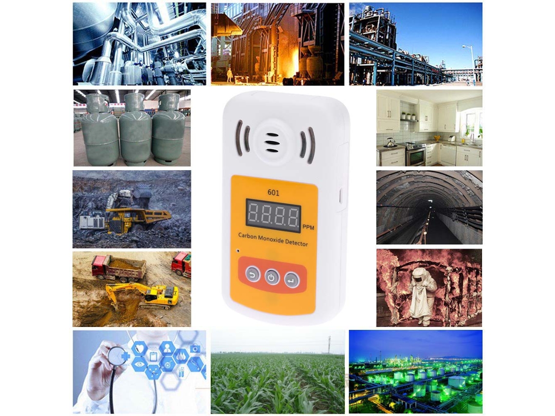 Detector Portátil de Monóxido de Carbono Co com Alarme Sonoro e Luminoso Mini Tamanho Leve 0 1000ppm