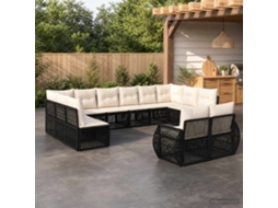 Vidaxl Conjunto De Sofá De Jardim 12 Unid. Preto E Branco Creme