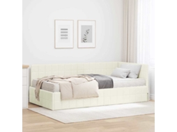 Vidaxl Estrutura De Cama De Canto Com Colchão 2 Unid. Creme Veludo