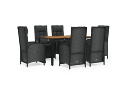 Garden Dining Set, Garden Dining Sets Vidaxl Preto Rattan / Vime (mesa Com 150 Cm De Comprimento)