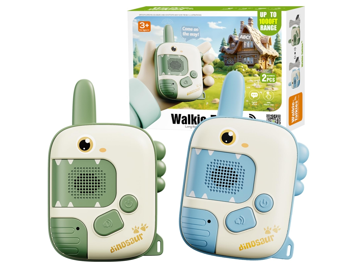 Walkie talkies de Dinossauro para Crianças,3 a 7 Anos, Conjunto com 2 Brinquedosbrinquedo Paralembrancinhas de Páscoa e Natal.verde CHENNNLS