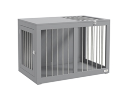 Gaiola para Cães Caixa de Transporte para Cães, 2 Portas, Trancável, Grade de Aço, 80 Cm X 50 Cm X 56,5 Cm, Cinza Ge