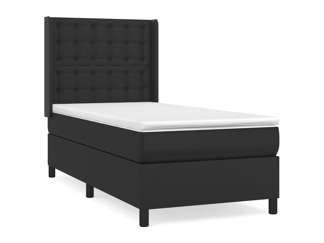 Cama com Molas Couro Artificial Preto MAISON EXCLUSIVE 100x200 cm