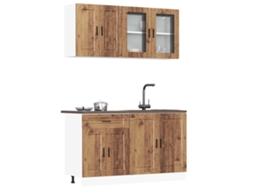 Vidaxl 4 Peças Armário De Cozinha Conjunto Porto Madeira Velha