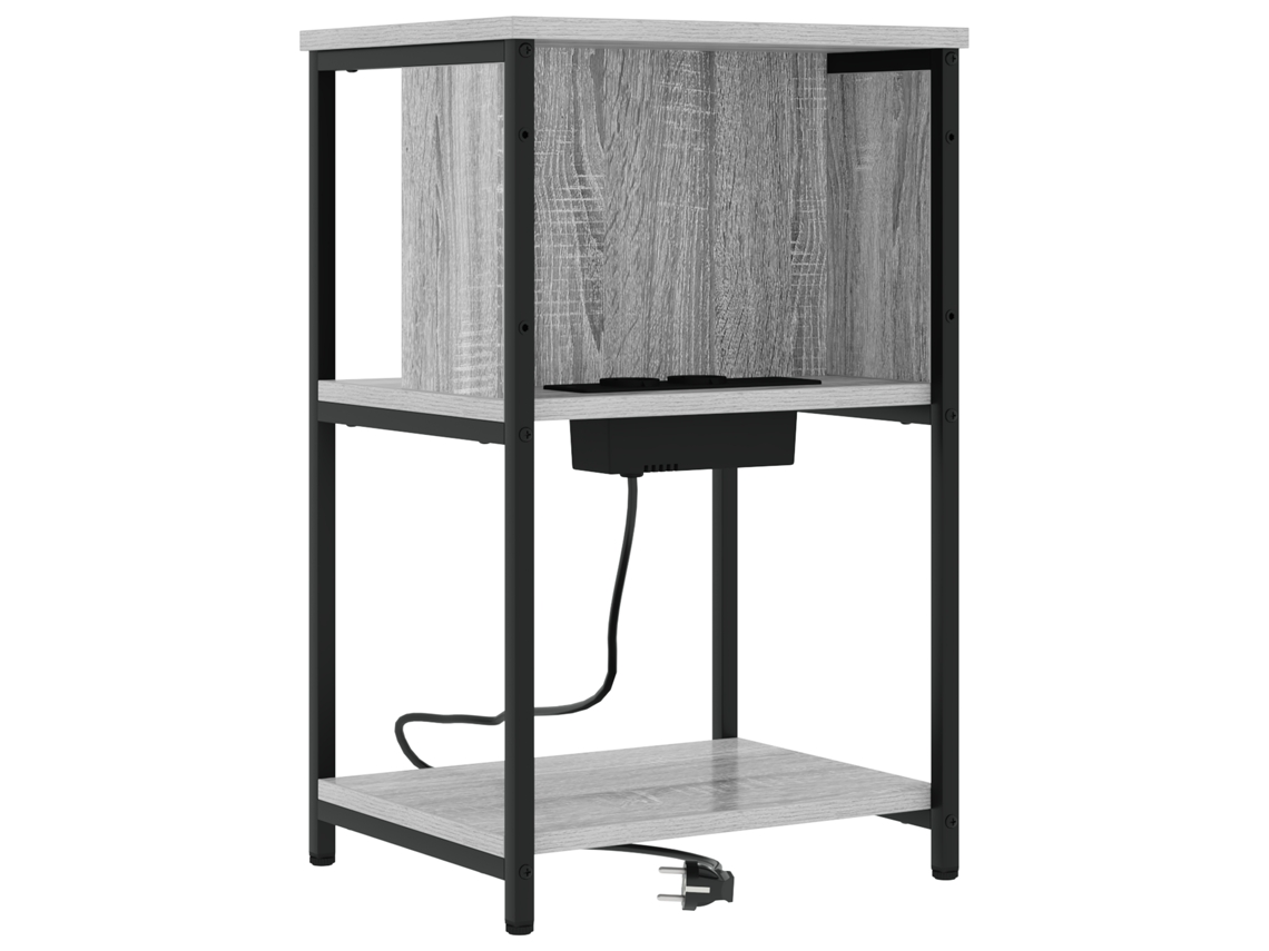 Conjunto 1 Mesa De Cabeceira Rústica Vidaxl Cinzento Derivados De Madeira (38 X 31 X 61 Cm)