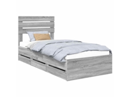 Estrutura da Cama com Gaveta Cinza Sonoma 75 X 190 Cm MAISON EXCLUSIVE