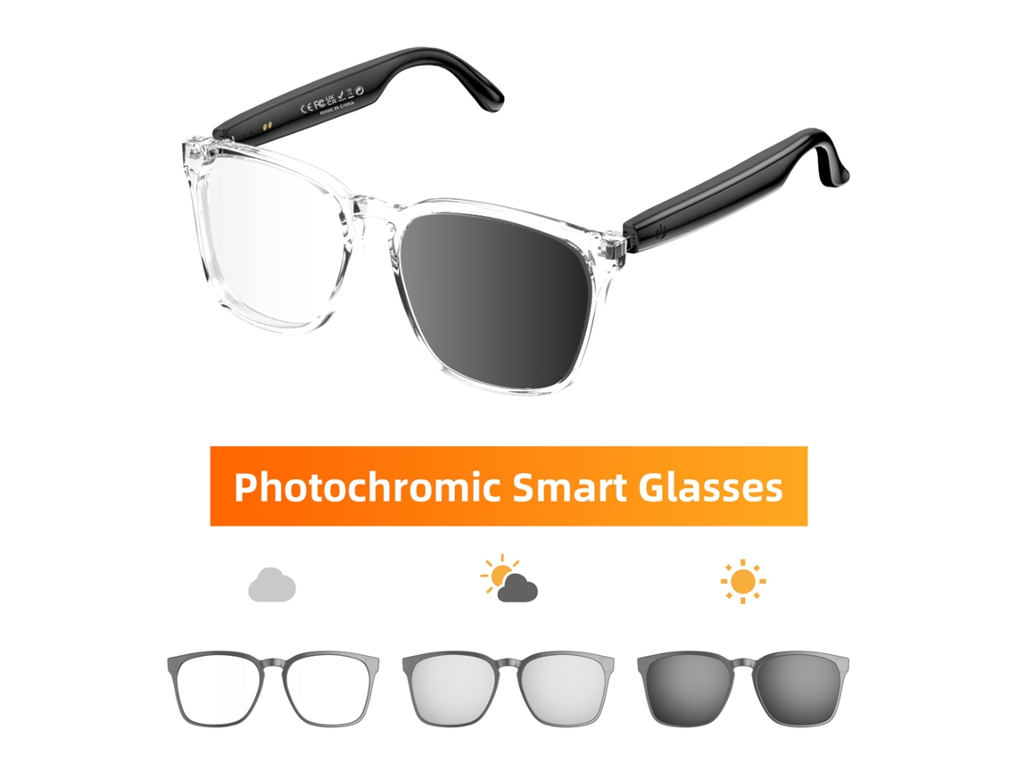 Óculos inteligentes com lentes fotocromáticas assistente de voz chamadas Bluetooth reprodução de música e tradução CZHHMART