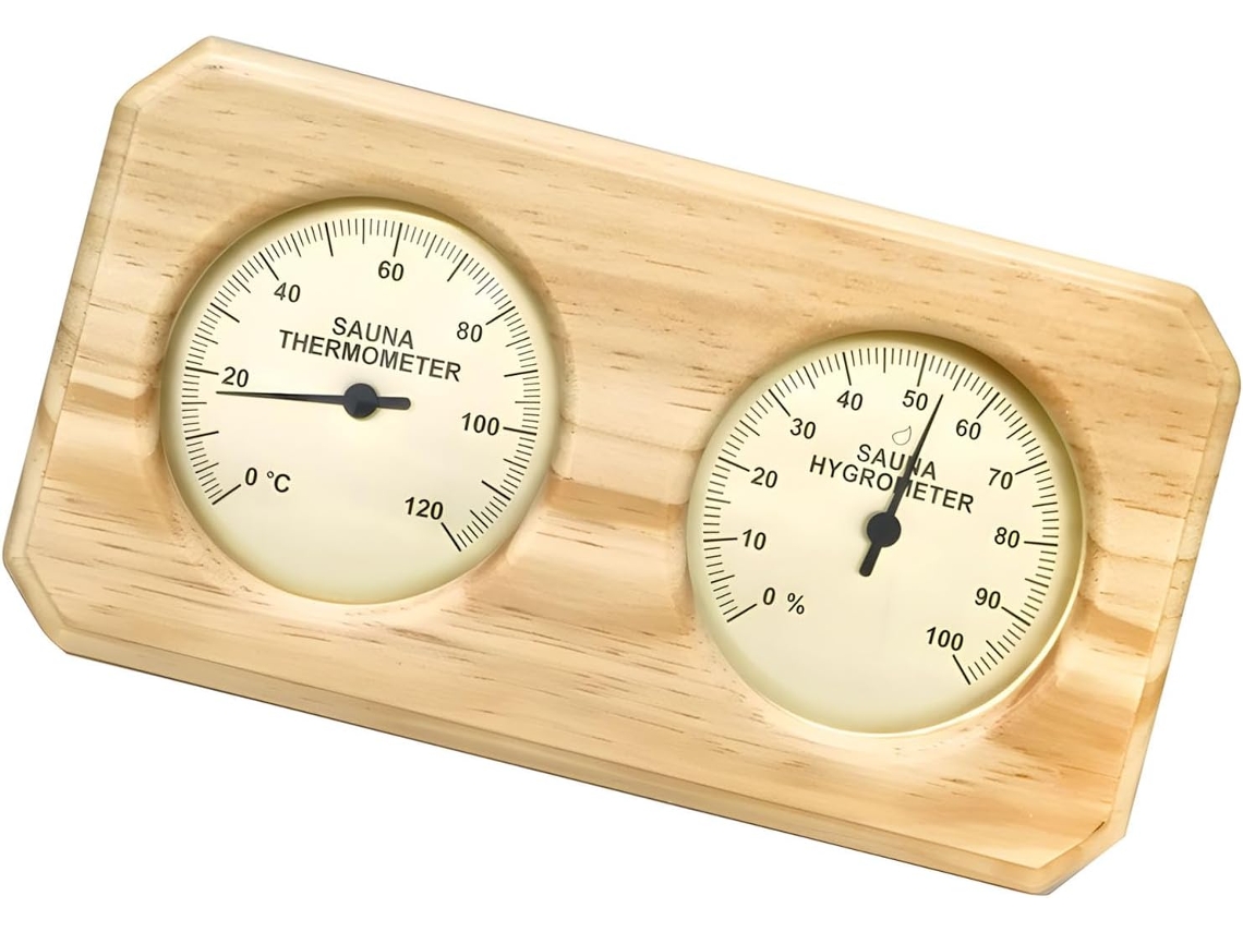 Monitor De Temperatura E Umidade De Madeira Resistente Para Casa, Sauna E Banheiros.