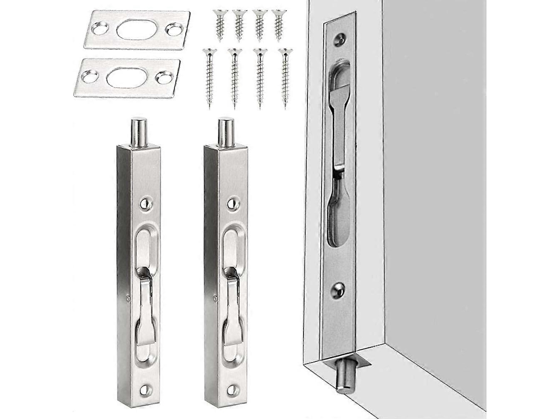 Cerrojo Deslizante Oculto de Acero Inoxidable Antirrobo Anticorrosión 15cm para Puertas de Hogar Y Oficina Con Tornillos