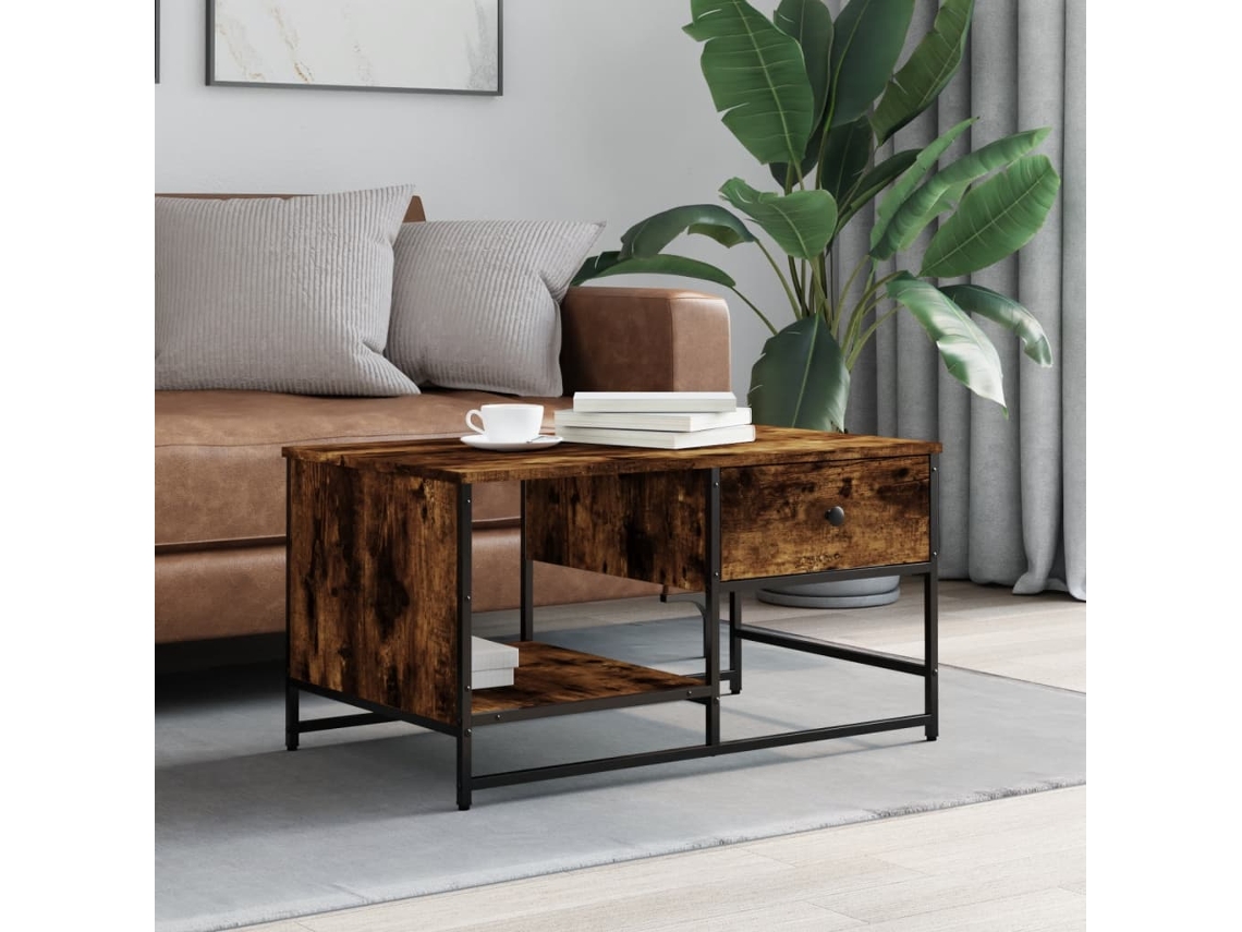 Mesa De Centromesa De Apoiomesa De Café 85,5x51x45 Cm Derivados Madeira Carvalho Fumado Wsd52434 Lovely Home