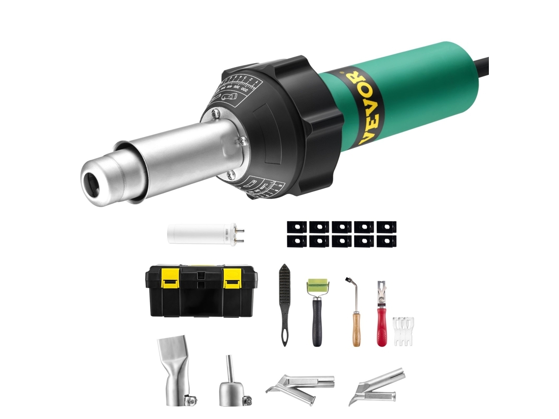 Soldador plástico de ar quente VEVOR 1600 W 11 acessórios 330 x 95 x 56 mm
