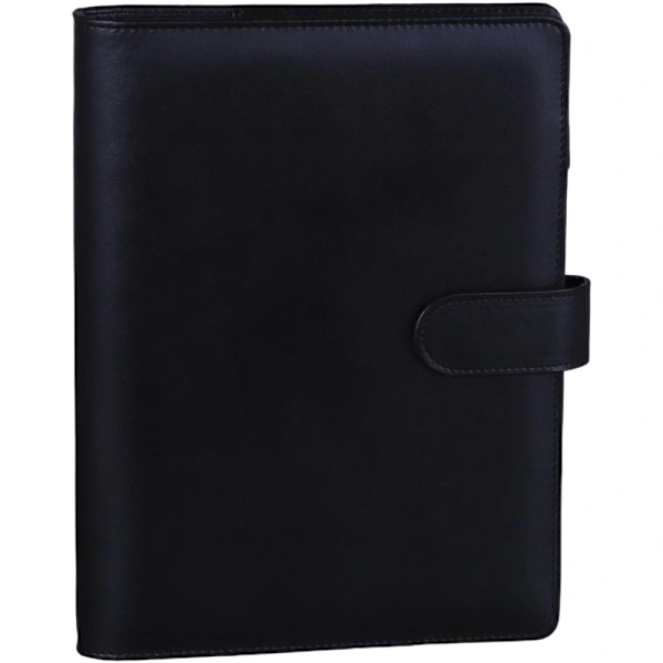 Caderno/ Planner A5 com Argolas em Couro e Fecho Magnético , Preto BRILVIBERA (papel Interno Não Incluído)