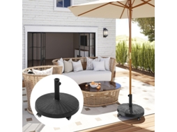 Suporte Para Guarda Sol Com Rodas 25 Kg Base Em Resina E Metal Para Guarda Sóis Ø38/48 Mm Design Em Vime 52x41 Cm Quenty