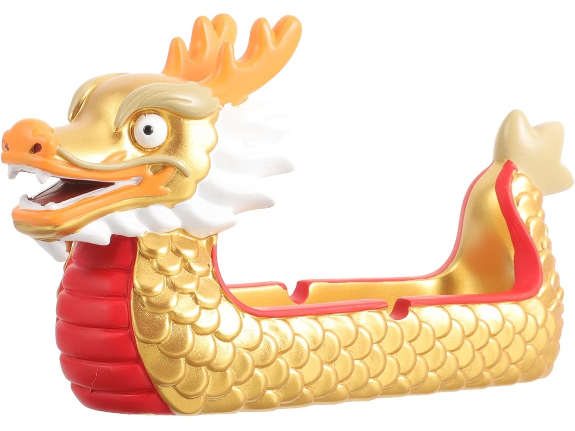Cinzeiro Resina Dragão Dourado Recipiente Cinzas Resistente Calor Pequeno Escritório Decoração Exclusiva GOKOCO