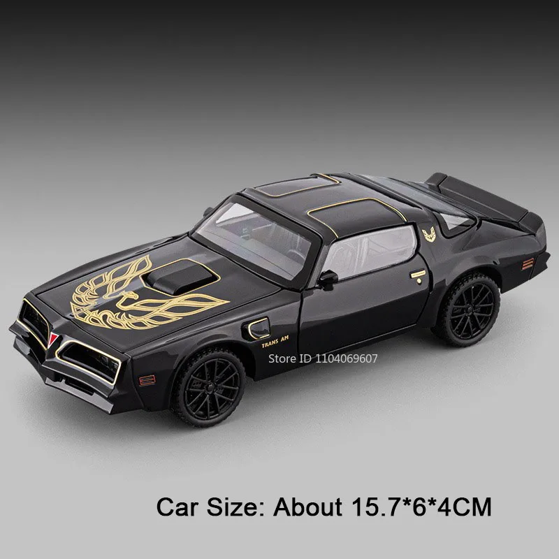 (firebird Preto) Escala 1:32 - Miniatura De Carro Em Metal Fundido, Com Funções De Som E Luz.