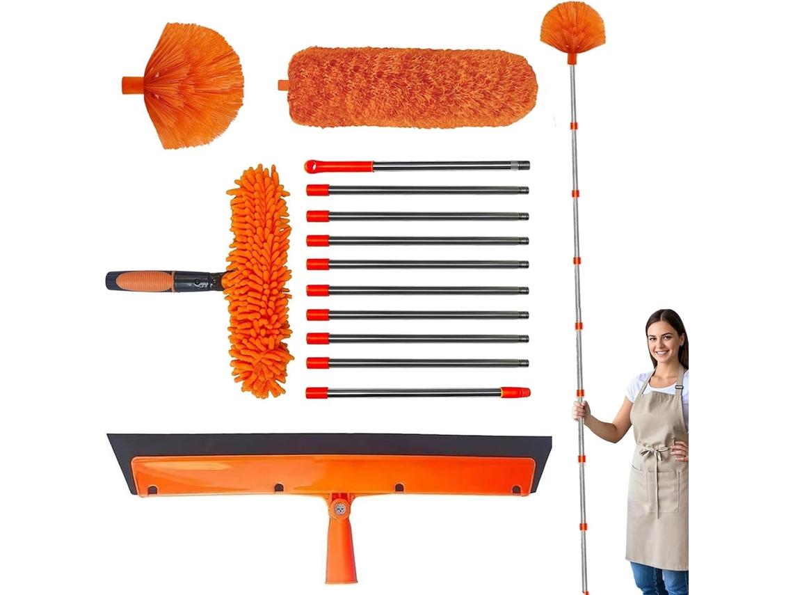 Espanador Com Cabo Extensível, Escova Multifuncional Ergonômica Para