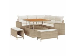 Conjunto 8 Sofá Exterior Vidaxl Bege Vime Pe (100 X 100 X 71 Cm)