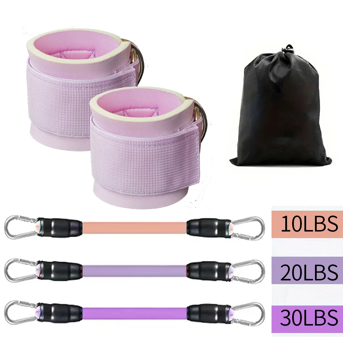 (pacote Com 6 Unidades Na Cor Roxa Clara) Faixa Elástica De Resistência Para Tornozelo, Ideal Para Yoga E Exercícios.