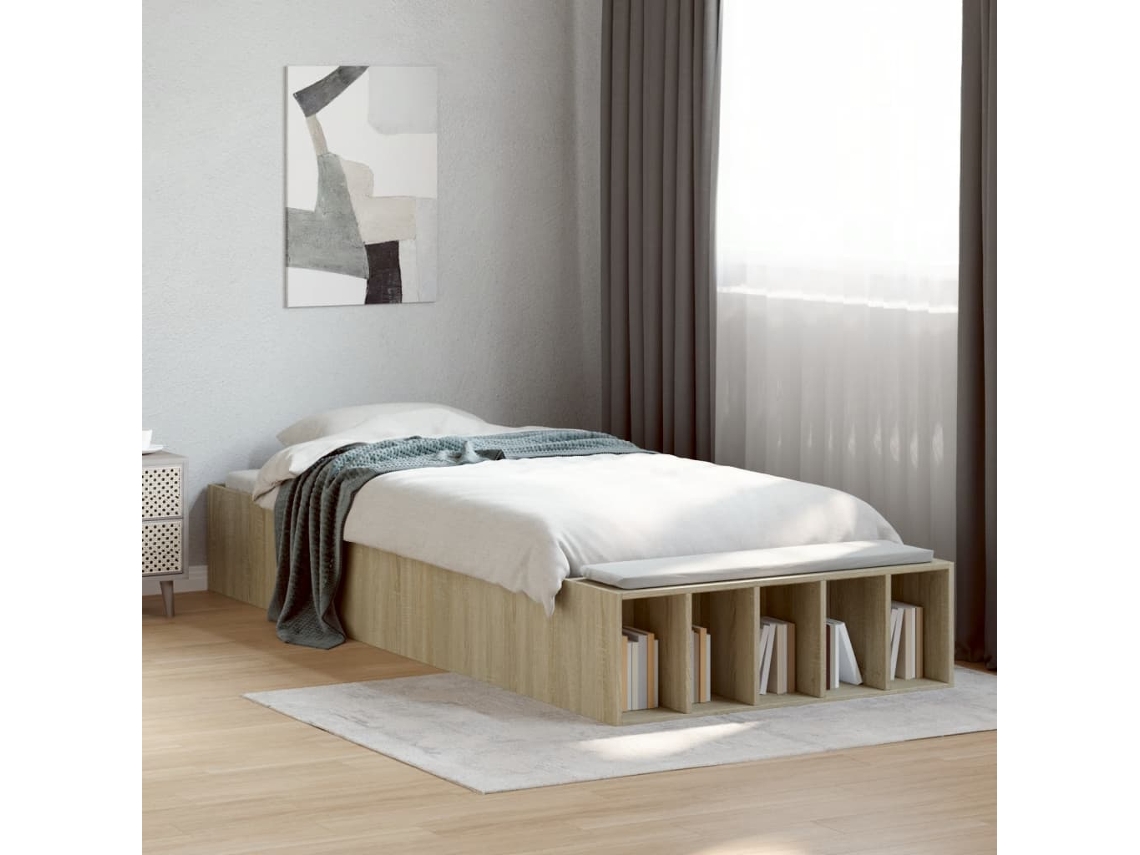 Vidaxl Estrutura Cama 100x200 Cm Derivados De Madeira Carvalho Sonoma