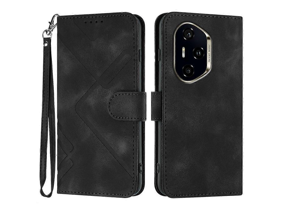 Capa De Celular De Couro Com Padrão De Linha E Toque De Pele