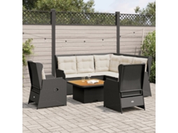 Vidaxl 6 Pcs Conjunto Lounge De Jardim C/ Almofadões Vime Pe Preto