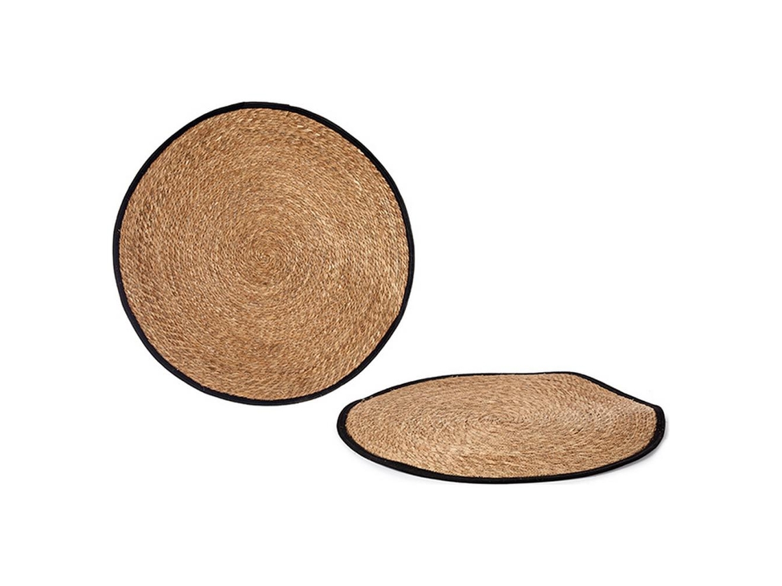 Tapete Castanho Preto Fibra Natural Ø 100 Cm