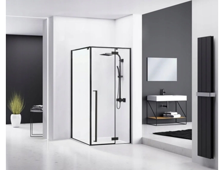 Divisória De Chuveiro Rea Fargo 80x100 Black Base De Duche Savoy White