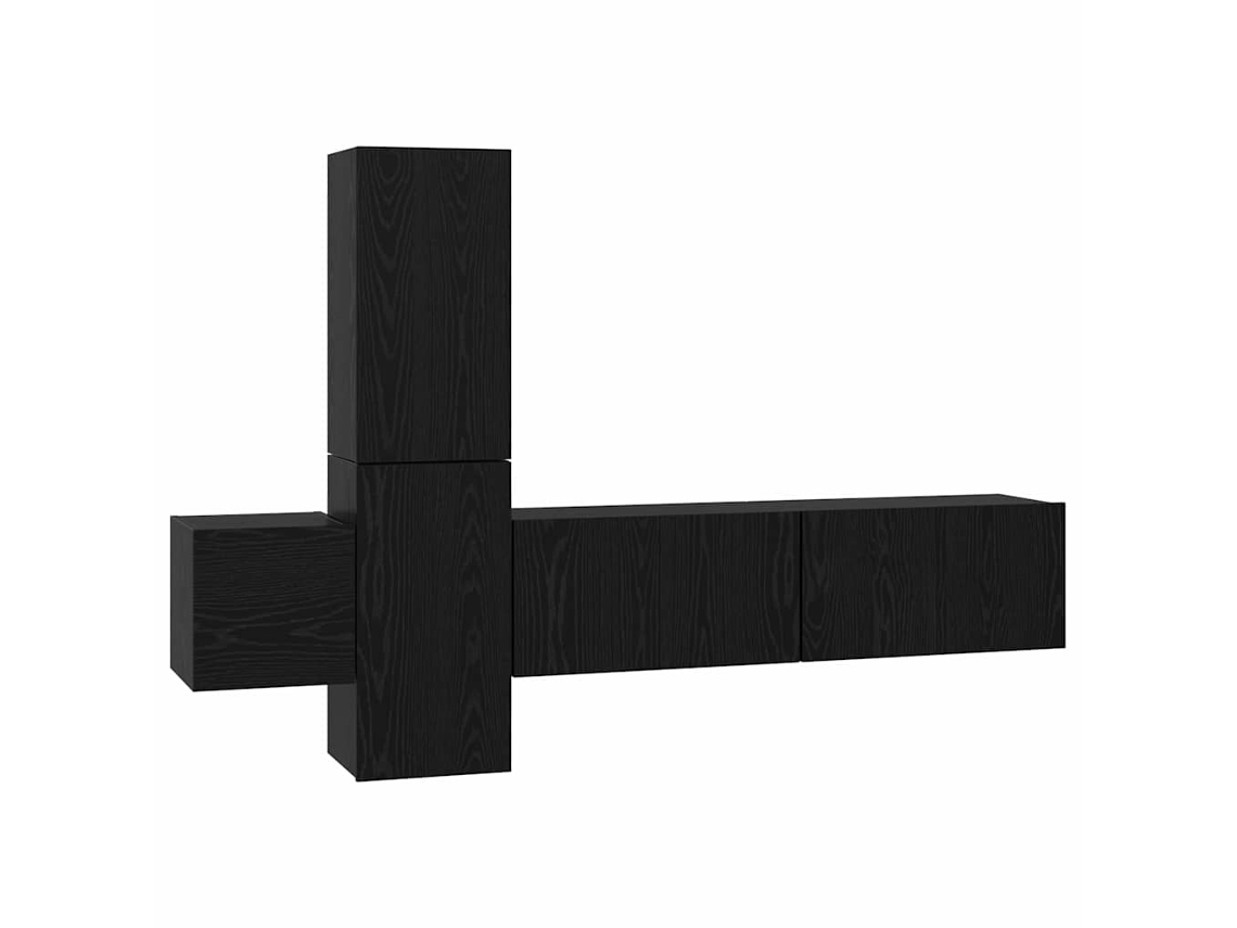 Conjunto Móvel TV MAISON EXCLUSIVE 5 Peças Carvalho Preto Madeira Processada