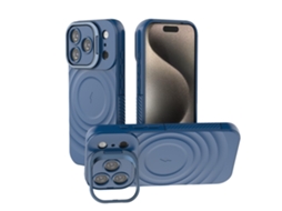 Capa Protetora Com Lente Completa, Suporte Invisível E Padrão Ondulado Para Proteção Contra Quedas, Compatível Com Iphone 17 Pro Max (azul Escuro).