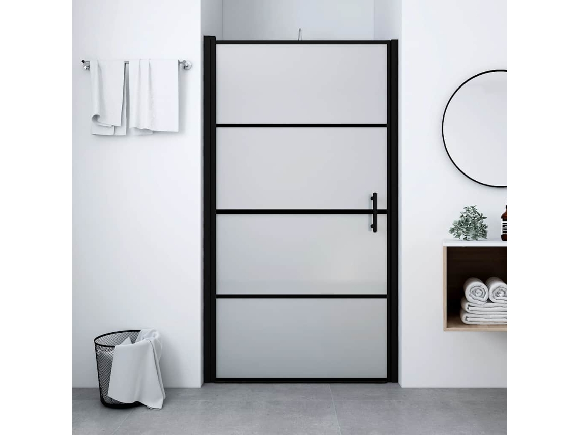 Vidaxl Porta De Chuveiro Vidro Fosco Temperado 81x195 Cm Preto