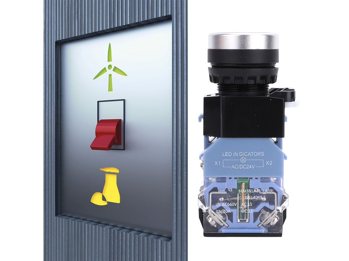 Interruptor Push button Auto blocante com Luz 24v