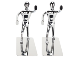 2 Peças Suportes de Livros Decorativos Estilo Humano Cartoon de Metal para Estantes Residenciais e Escritórios