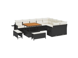 Maison Exclusive - Conjunto De Sofá De Jardim 13 Pcs Preto E Creme Vime Pe
