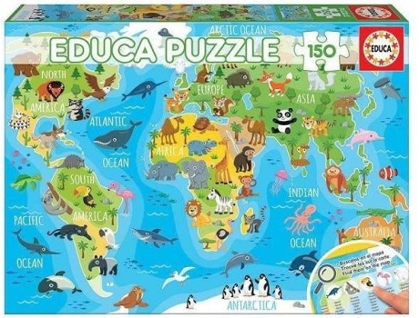 Puzzle Mapa Mundo Animais 150 peças