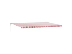 Toldo Retrátil Automático Listrado Vermelho E Branco Vidaxl Vermelho Poliéster