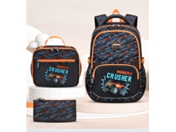 Mochila Escolar Infantil Para Meninas E Meninos Com Lancheira Para Alunos Do Ensino Básico. Preto Hexinyigjly