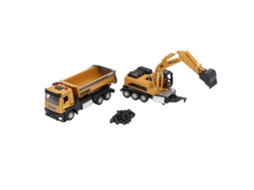 Ats caminhão de Carga com Escavadora Brinquedo Modelo Multifuncional Divertido para Interior e Exterior Amarelo