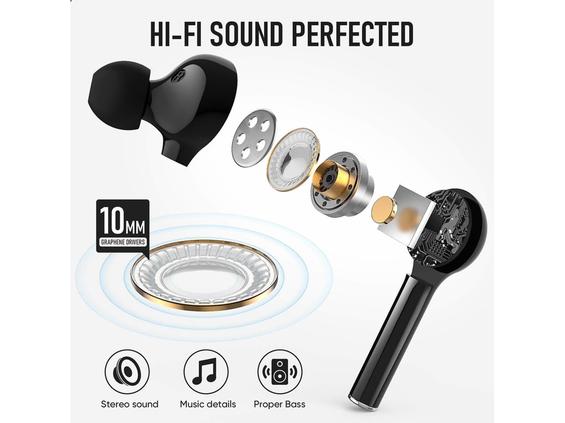 Earbuds Stereo Bass Led Power Display Hd Call Yizhood True Wireless Bluetooth Preto
